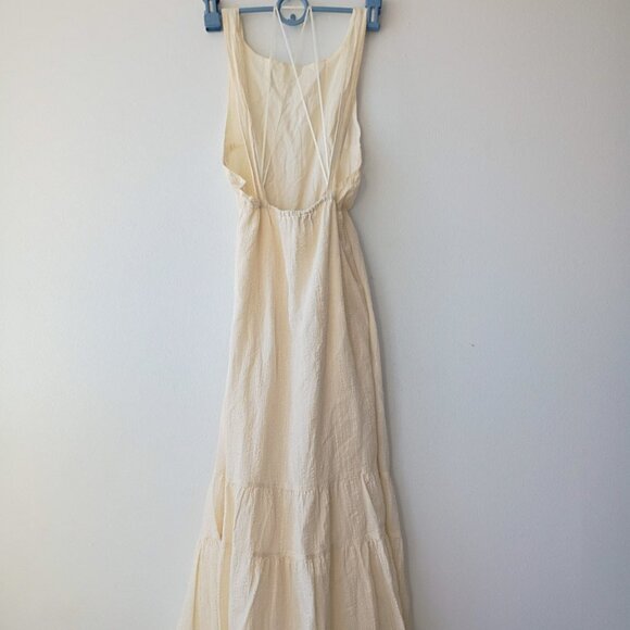 Zara Cream Maxi Dress XS | Open Back Strappy Tiered Summer Dress - Picture 2 of 6